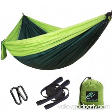 Lightahead Single Parachute Portable Camping Hammock Including 2 Straps with Loops & Carabiners– Heavy Duty Lightweight Nylon,Best Parachute Hammock For Camping,Travel, Beach(Dark Green/Fruit Green) 569751474